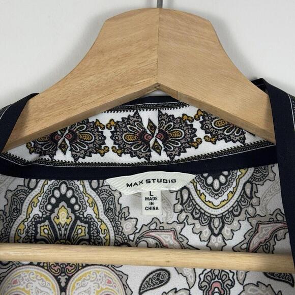 Max Studio Women’s Paisley Print Kimono Cardigan Open Front Size L Boho Casual - Picture 5 of 7